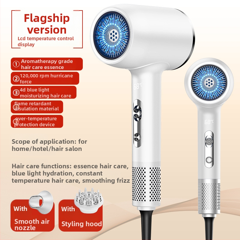 Σεσουάρ μαλλιών με μοτέρ χωρίς ψήκτρες, 2400W, 240V, 5 ταχύτητες ροής αέρα, Intelligent Digital Display, ακροφύσια συγκεντρωτήρα και διαχύτη
