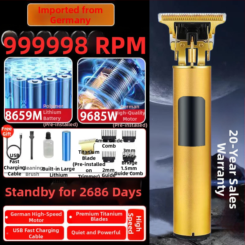 Κομμωτική μηχανή μαλλιών για οικιακή χρήση με λεπίδες από κράμα τιτανίου, μοτέρ με βούρτσες, διπλή τροφοδοσία και πλήρως αυτόματο καθάρισμα