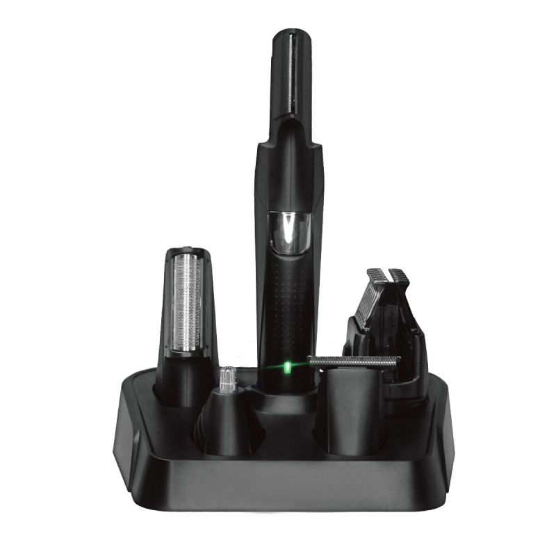 Σετ κοπής μαλλιών με πολλαπλές λεπίδες, ενσωματωμένη επαναφορτιζόμενη μπαταρία (500–800 mAh), κινητήρας με βούρτσα, αποσπώμενη και πλενόμενη κεφαλή λεπίδας, λεπίδες από ανοξείδωτο ατσάλι, αδιάβροχο