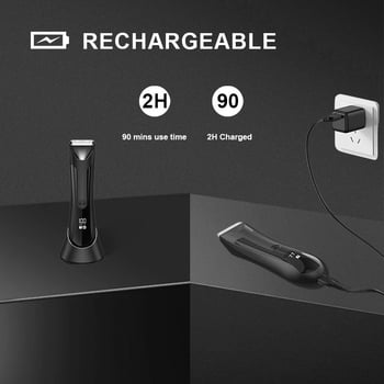 Τρίμερ για ολόσωμο σώμα, αδιάβροχο, κεραμική κεφαλή κοπής, τροφοδοσία USB, ενσωματωμένη μπαταρία, αυτονομία 1-3 ώρες.