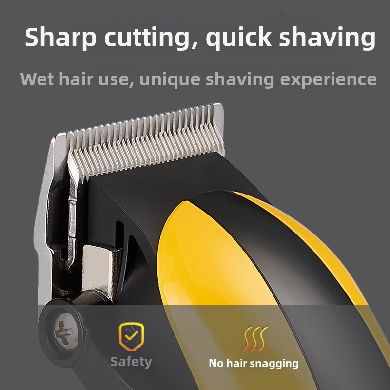 Ηλεκτρικό κοπτικό μαλλιών με ενσωματωμένη μπαταρία 2000–4000 mAh, χρόνος λειτουργίας 1–3 ώρες, λεπίδες από ανοξείδωτο ατσάλι, αδιάβροχο, θόρυβος 36–45 dB.