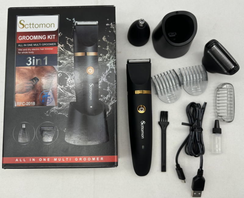 Férfiaknak készült többfunkciós hajvágó és borotva, 3 az 1-ben, egész testet mosható, beépített 800–1000 mAh-s akkumulátor, kerámia pengék