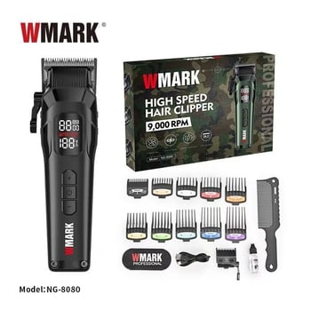 WMARK επαναφορτιζόμενος κουρευτής μαλλιών με κεραμική λεπίδα DLC επίστρωση, μοτέρ με βούρτσα, αφαιρούμενη πλενόμενη κεφαλή, θόρυβος 36–45 dB