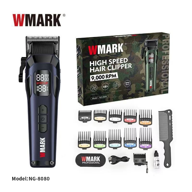 WMARK επαναφορτιζόμενος κουρευτής μαλλιών με κεραμική λεπίδα DLC επίστρωση, μοτέρ με βούρτσα, αφαιρούμενη πλενόμενη κεφαλή, θόρυβος 36–45 dB