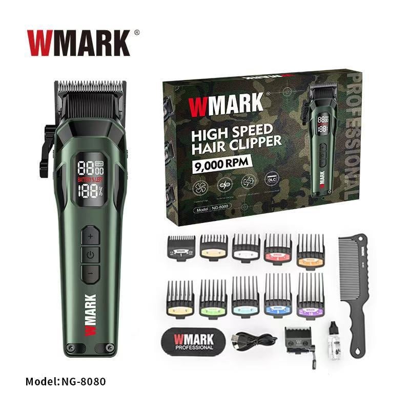 WMARK επαναφορτιζόμενος κουρευτής μαλλιών με κεραμική λεπίδα DLC επίστρωση, μοτέρ με βούρτσα, αφαιρούμενη πλενόμενη κεφαλή, θόρυβος 36–45 dB