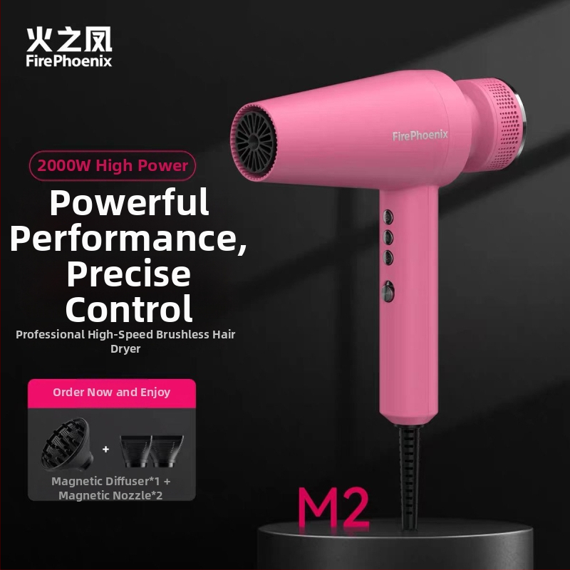 Fire Phoenix profesionálny sušič vlasov pre salón s bezkartáčovým motorom, 2000W, 220V, riadenie teploty studený/horúci, negatívne ióny
