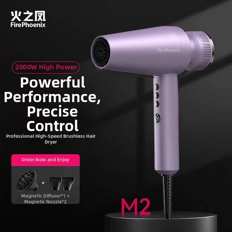 Fire Phoenix profesionálny sušič vlasov pre salón s bezkartáčovým motorom, 2000W, 220V, riadenie teploty studený/horúci, negatívne ióny