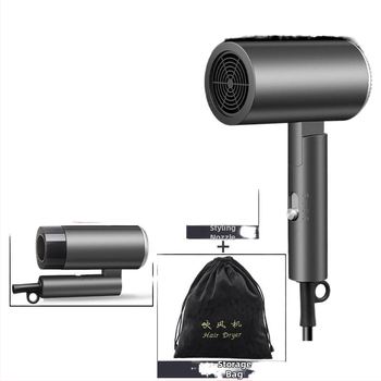 Skladací fén na vlasy pre hotelové izby, bezkartáčový motor, 4 rýchlosti, studený/horúci vzduch, ochrana proti prehriatiu, koncentrátorová dýza