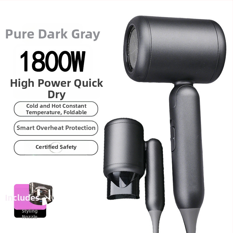 Skladací fén na vlasy pre hotelové izby, bezkartáčový motor, 4 rýchlosti, studený/horúci vzduch, ochrana proti prehriatiu, koncentrátorová dýza