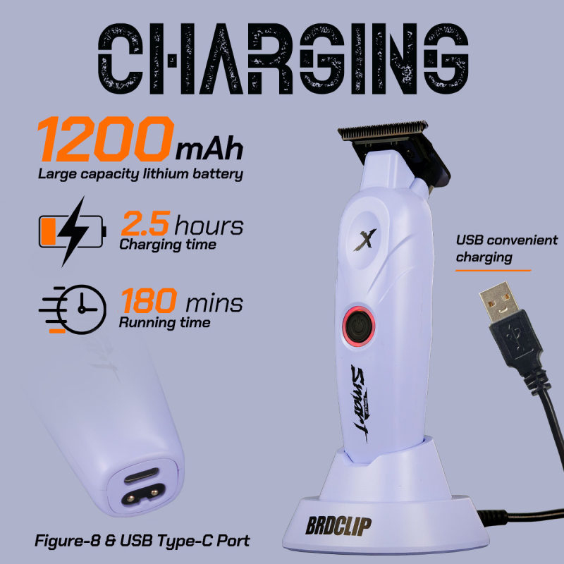 Brdclip BRD-109 uređaj za šišanje kose s kefnim motorom 7700 RPM, punjiv, ugrađena baterija 1000-1200 mAh, odvojiva i periva oštrica od nehrđajućeg čelika