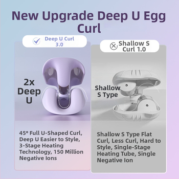 Kúma na vlasy s hlbokým U tvarom a vajcovitým valčekom, turmalínovo-keramickým vykurovacím prvkom, 100W, 220V