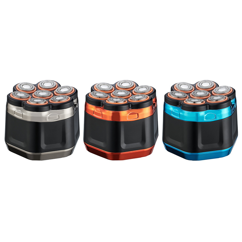 Mașină de ras electrică pentru bărbați, cu cap de șapte lame, impermeabilă pentru curățare a corpului, baterie încorporată 1200–2000 mAh, încărcare Type-C, afișaj digital