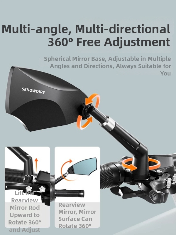 Zadné zrkadlo pre bicykle a ľahké EVs — ABS a sklo, 1 pár s bezplatnými nástrojmi, značka Senowoiry/Tian Rui