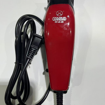 Kablinski električni kliper za kosu, model 29, crveni; napajanje iz mreže, četkasti motor, nehrđajuće čelične oštrice, snaga 18W, odvojiva i periva glava za rezanje