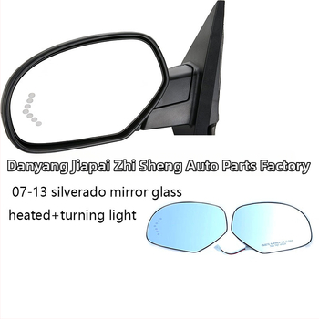 Sklo spätného zrkadla pre Chevrolet Silverado 07-13 – ABS plášť, zakrivená plocha, model 07-13 Silverado, hmotnosť 320 g