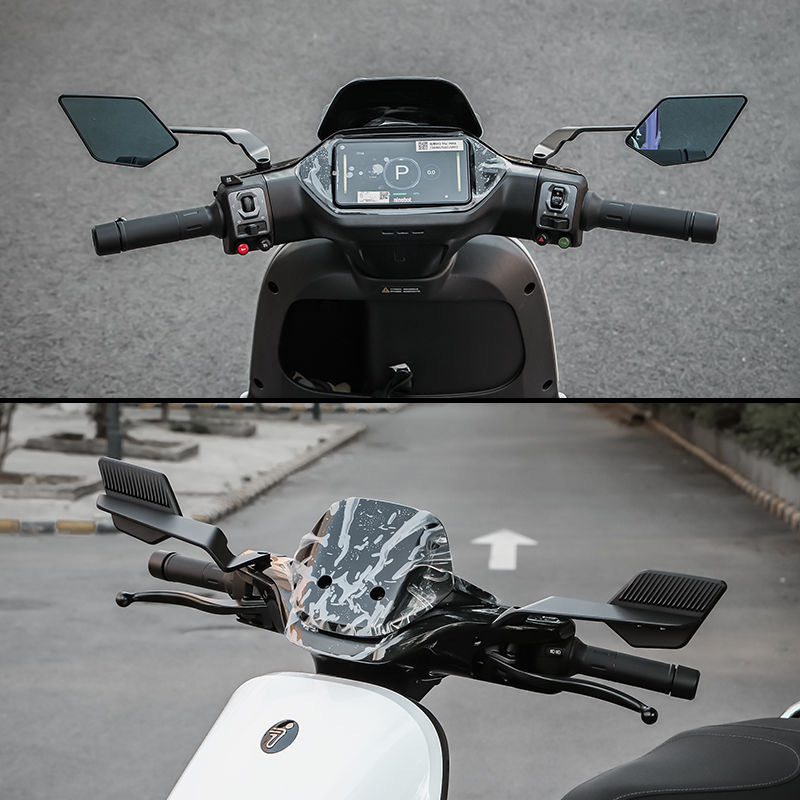 Motociklističko retrovizor CL-012, univerzalno kvadratno ogledalo, plastično kućište i aluminijski okvir, prednje i stražnje pričvršćivanje, visoka otpornost na vibracije