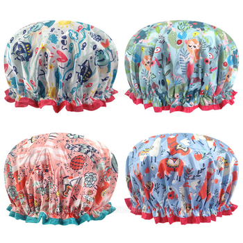 Dvostruko slojevita satensko-PEVA kapa za tuširanje za odrasle, vodootporna, pastoralni stil, 40 g