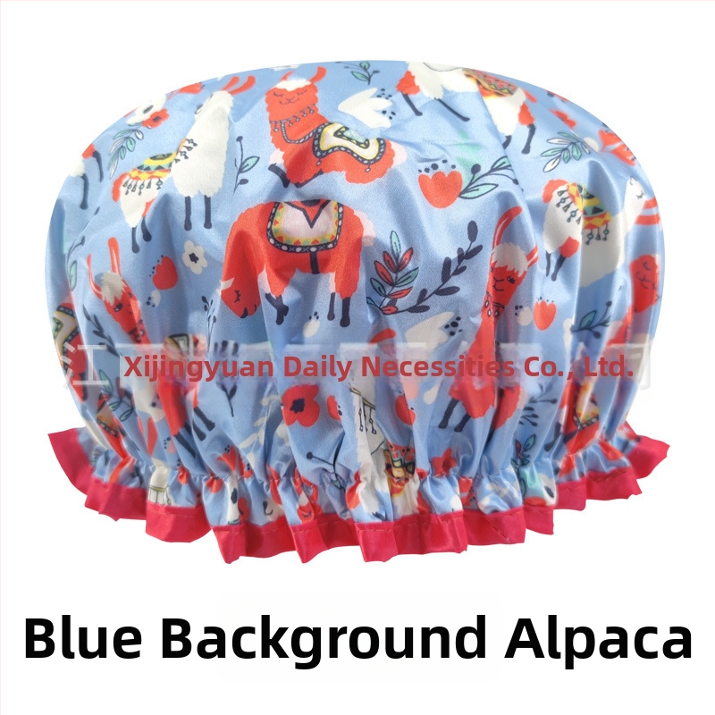 Dvojvrstvová satén-PEVA sprchová čiapka pre dospelých, vodotesná, pastoraálny štýl, 40 g