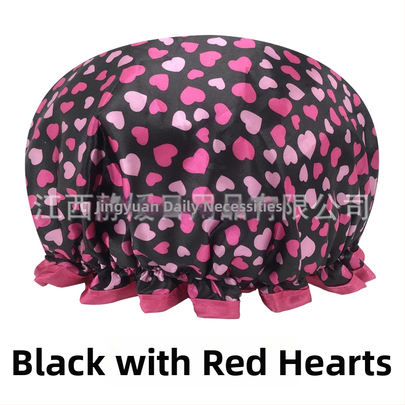 Dvojvrstvová satén-PEVA sprchová čiapka pre dospelých, vodotesná, pastoraálny štýl, 40 g