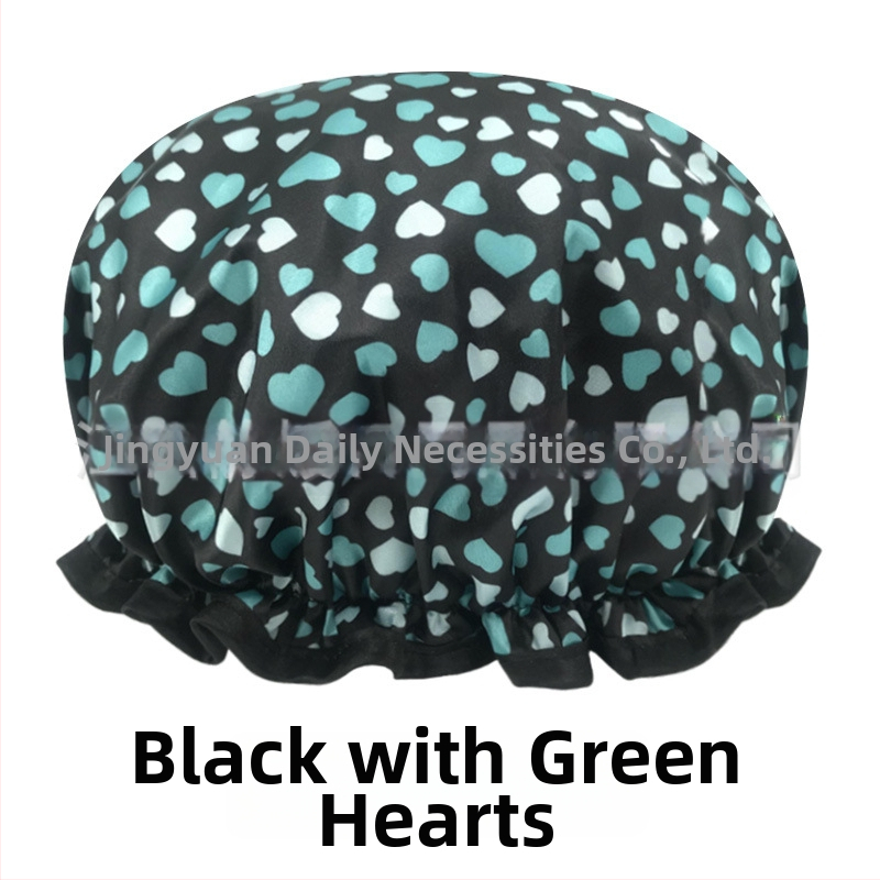 Dvojvrstvová satén-PEVA sprchová čiapka pre dospelých, vodotesná, pastoraálny štýl, 40 g