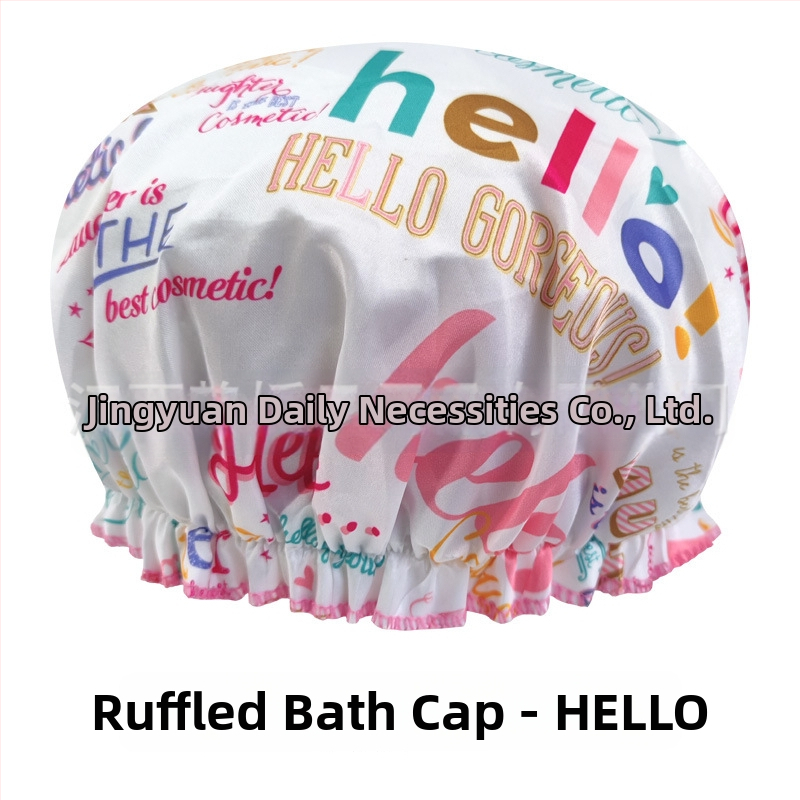 Dvojvrstvová satén-PEVA sprchová čiapka pre dospelých, vodotesná, pastoraálny štýl, 40 g