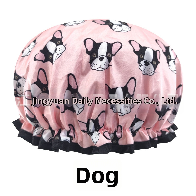 Dvojvrstvová satén-PEVA sprchová čiapka pre dospelých, vodotesná, pastoraálny štýl, 40 g