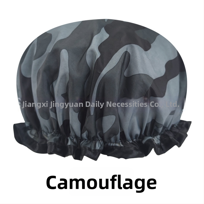 Dvojvrstvová satén-PEVA sprchová čiapka pre dospelých, vodotesná, pastoraálny štýl, 40 g