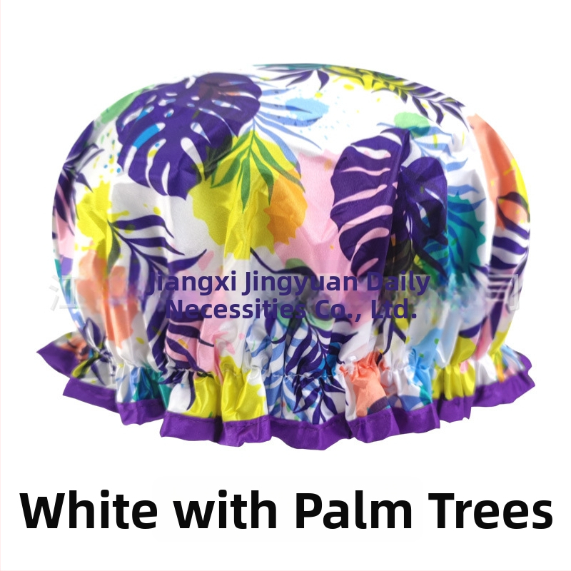 Dvojvrstvová satén-PEVA sprchová čiapka pre dospelých, vodotesná, pastoraálny štýl, 40 g