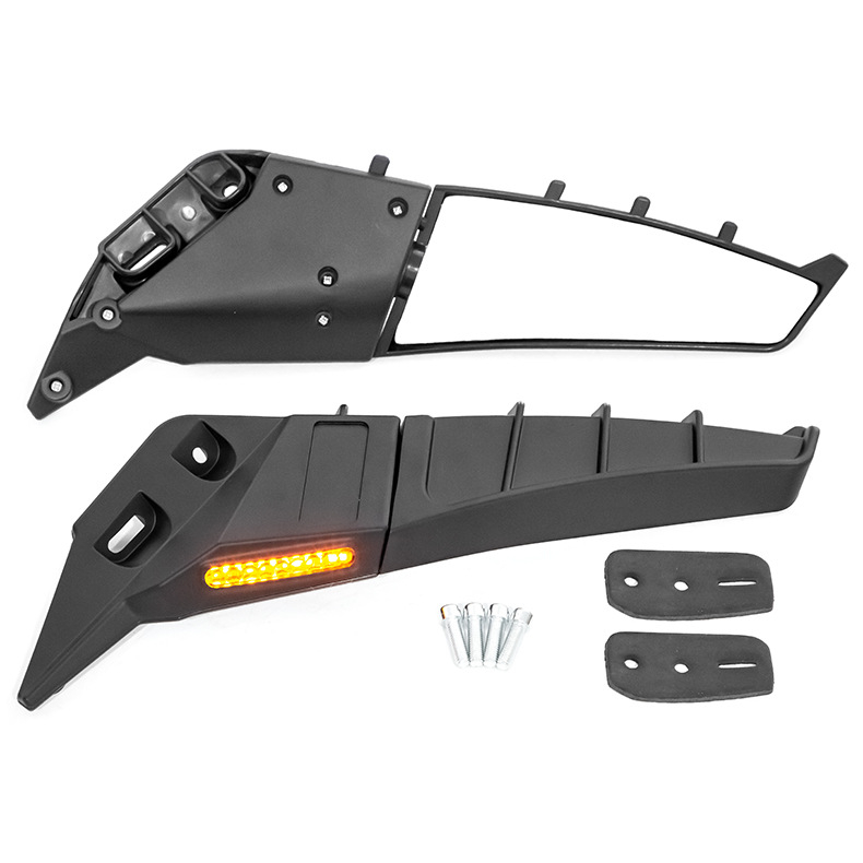 JS ABS fiksni krilni retrovizor s LED svjetlom za motocikl, plastika i staklo, kompatibilno sa Spring Breeze 250SR/450SR i Tournament 250/600