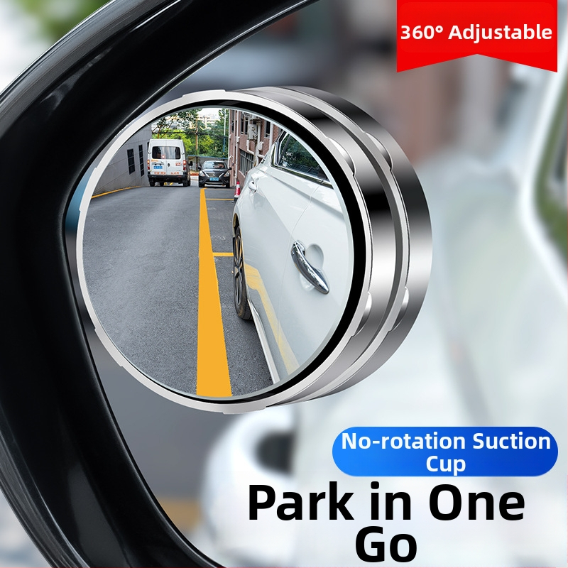 Malé kruhové ploché spätné zrkadlo s montážou prísavkou, 360° nastavenie, univerzálna kompatibilita, sklo+ABS
