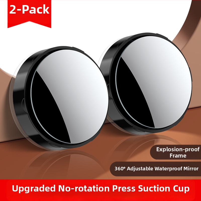 Malé kruhové ploché spätné zrkadlo s montážou prísavkou, 360° nastavenie, univerzálna kompatibilita, sklo+ABS