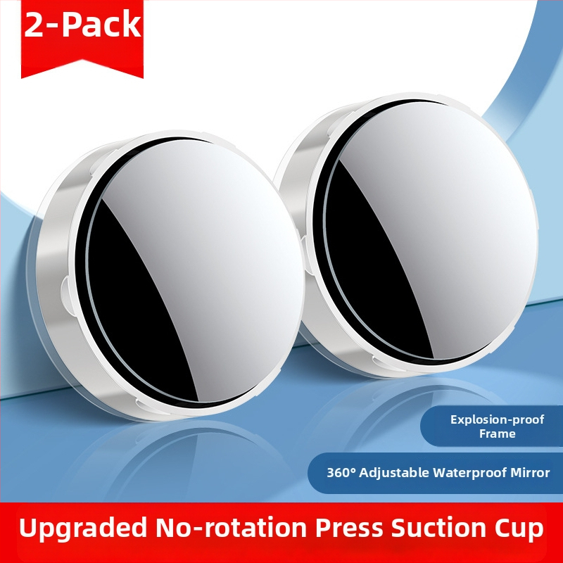 Malé kruhové ploché spätné zrkadlo s montážou prísavkou, 360° nastavenie, univerzálna kompatibilita, sklo+ABS