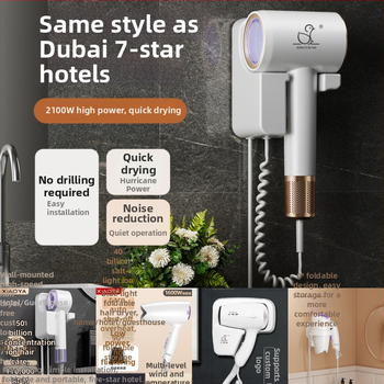 Sušič vlasov na stenu – 1000W, 220V, studený/horúci vzduch, ochrana proti prehriatiu