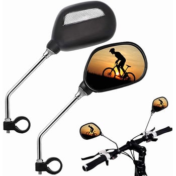 Oglindă pentru bicicletă electrică, rotire 360°, reflector pe spate, ABS/aluminiu, greutate 0,2 kg, reflector plat