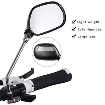 Oglindă pentru bicicletă electrică, rotire 360°, reflector pe spate, ABS/aluminiu, greutate 0,2 kg, reflector plat