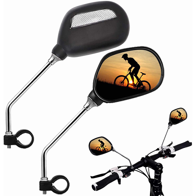 Oglindă pentru bicicletă electrică, rotire 360°, reflector pe spate, ABS/aluminiu, greutate 0,2 kg, reflector plat