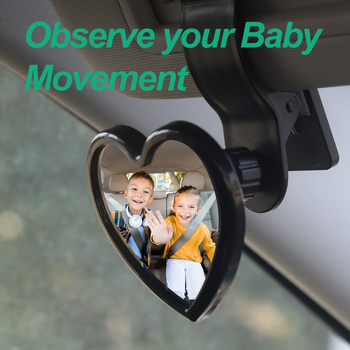 Unutarnji auto ogledalo za nadzor bebe s vakuum držačem i klipom u obliku srca, kompatibilno s retrovizorom (Brand: Double product; Vakum držač; Unutarnji nadzor bebe; Klip u obliku srca; Kompatibilno s retrovizorom)