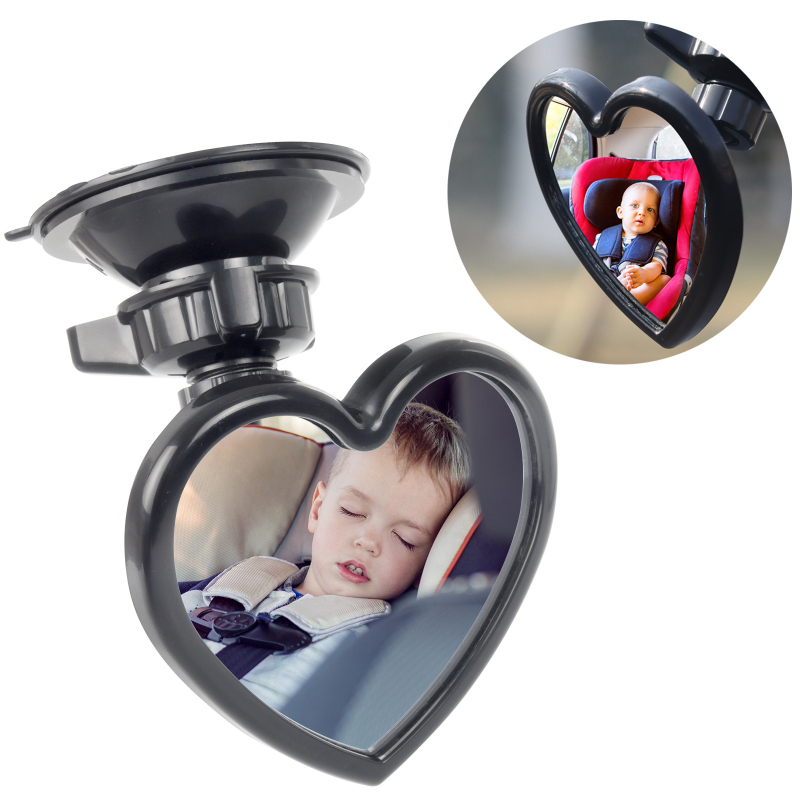 Unutarnji auto ogledalo za nadzor bebe s vakuum držačem i klipom u obliku srca, kompatibilno s retrovizorom (Brand: Double product; Vakum držač; Unutarnji nadzor bebe; Klip u obliku srca; Kompatibilno s retrovizorom)
