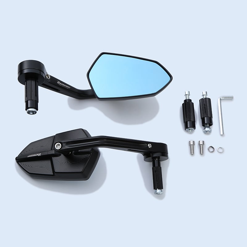 Okretni retrovizor za motocikle i električna vozila – četvrtasti retrovizor, kućište od aluminijske zlitine i plastike, montaža na upravljač