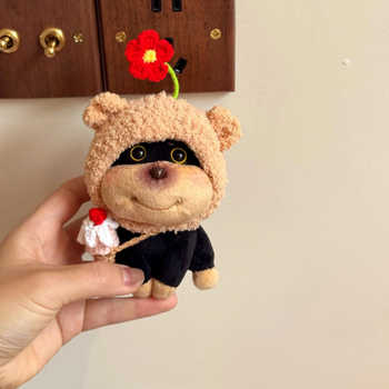 Jégkrémes méhecske kölyökkutya plüss figura hátizsákmedállal és autókulcstartóval, aranyos plüss játék, etnikus stílus (Anyag: Egyéb; Feldolgozás: Nincs)