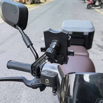 Desni bočni držač za mobitel za električna vozila — aluminijska legura, fiksna baza, navigacijski držač, ojačani rod retrovizora