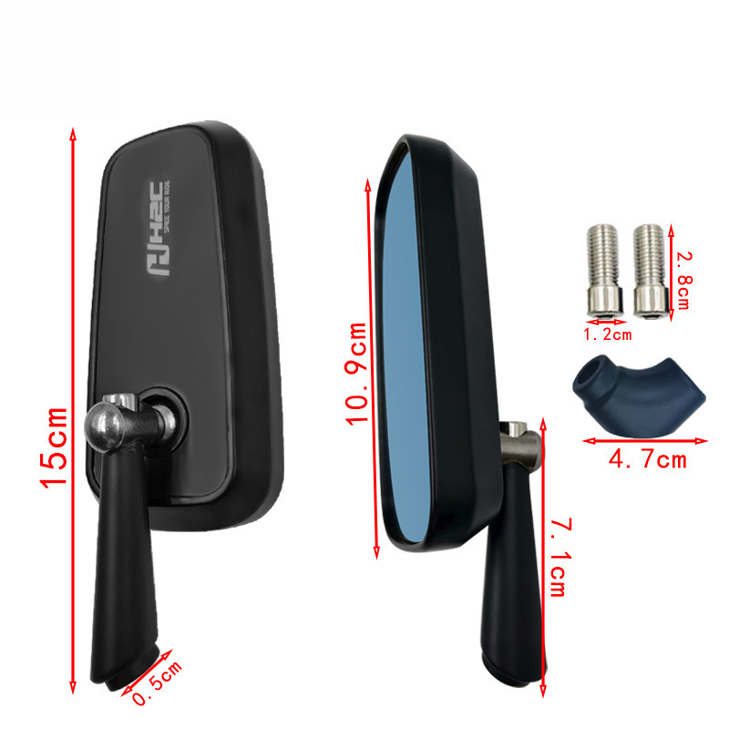 Zadnji retrovizor od aluminijske legure za motocikle i električna vozila, anti-odsjaj, kvadratni retrovizor, univerzalna kompatibilnost, model H2c-full die-casting