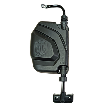 Elektromos tricikli hátsó tükör, félkupolás kialakítás, háromszemű reflexor, hosszú rögzítőcső