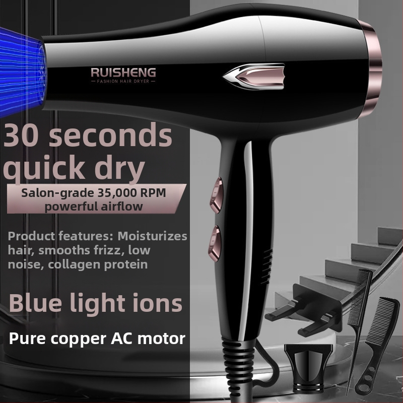 Sušič vlasov s kefovým motorom, 5000W, horúci/studený vzduch, 220V, modré svetlo s negatívnymi iónmi
