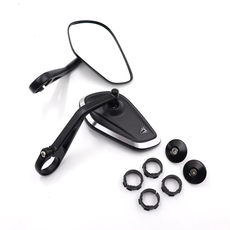 Aluminijski kvadratni retrovizor za Triumph Street Triple 660/765RS, montaža: ortodontska; Materijal: aluminij; Vrsta ogledala: kvadratno; Otpornost na tresanje: visoka