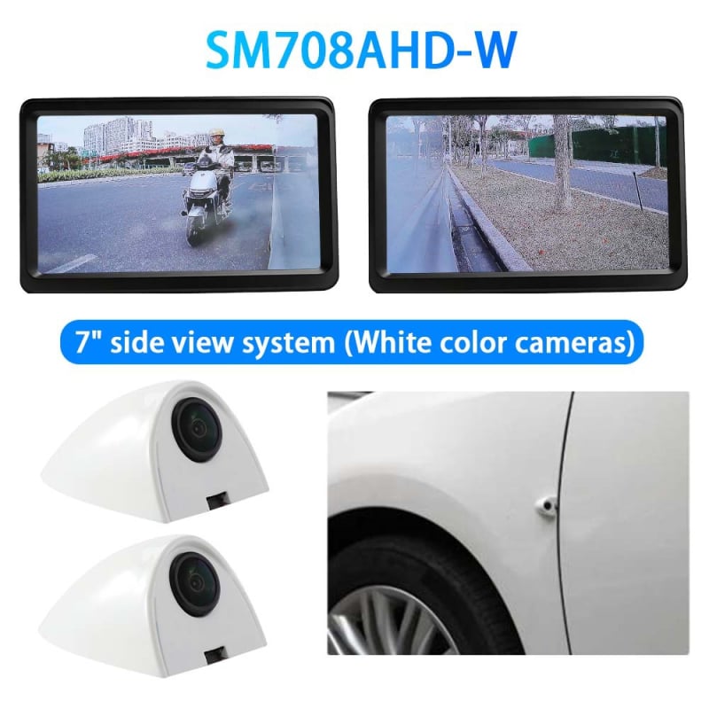 Автомобилно електронно огледало за обратно виждане SM708AHD със AHD видеосигнал, резолюция 1024x600, мощност 5W при 12–24V, 87° хоризонтално и 62° вертикално