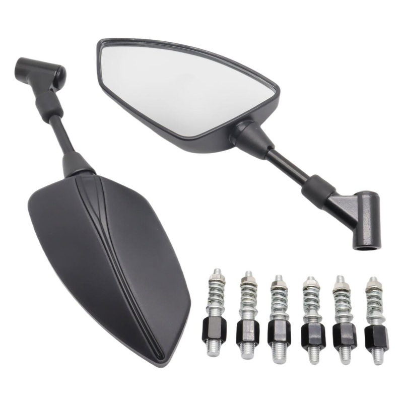 Oglindă retrovizoare universală pentru motocicletă, carcasă ABS și oglindă pătrată; montaj: ortodontic; rezistență la șocuri: medie; compatibilă cu modele generale; Marcă: MOER.