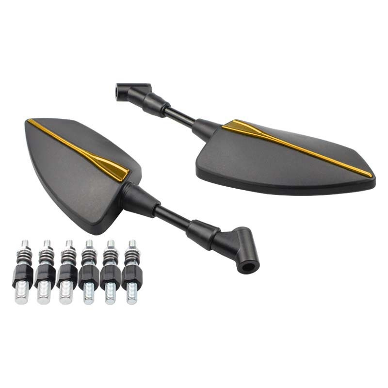 Oglindă retrovizoare universală pentru motocicletă, carcasă ABS și oglindă pătrată; montaj: ortodontic; rezistență la șocuri: medie; compatibilă cu modele generale; Marcă: MOER.