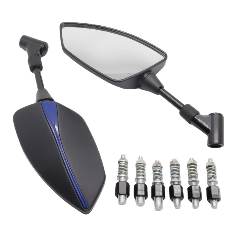 Oglindă retrovizoare universală pentru motocicletă, carcasă ABS și oglindă pătrată; montaj: ortodontic; rezistență la șocuri: medie; compatibilă cu modele generale; Marcă: MOER.