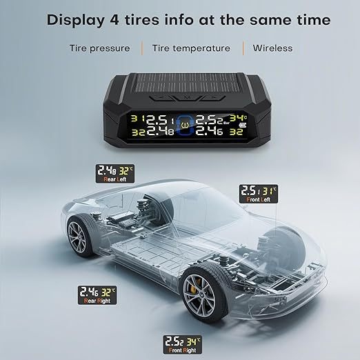 AN-05B Digitalni bežični monitor tlaka u gumama sa solarnim senzorom, vanjska TPMS detekcija